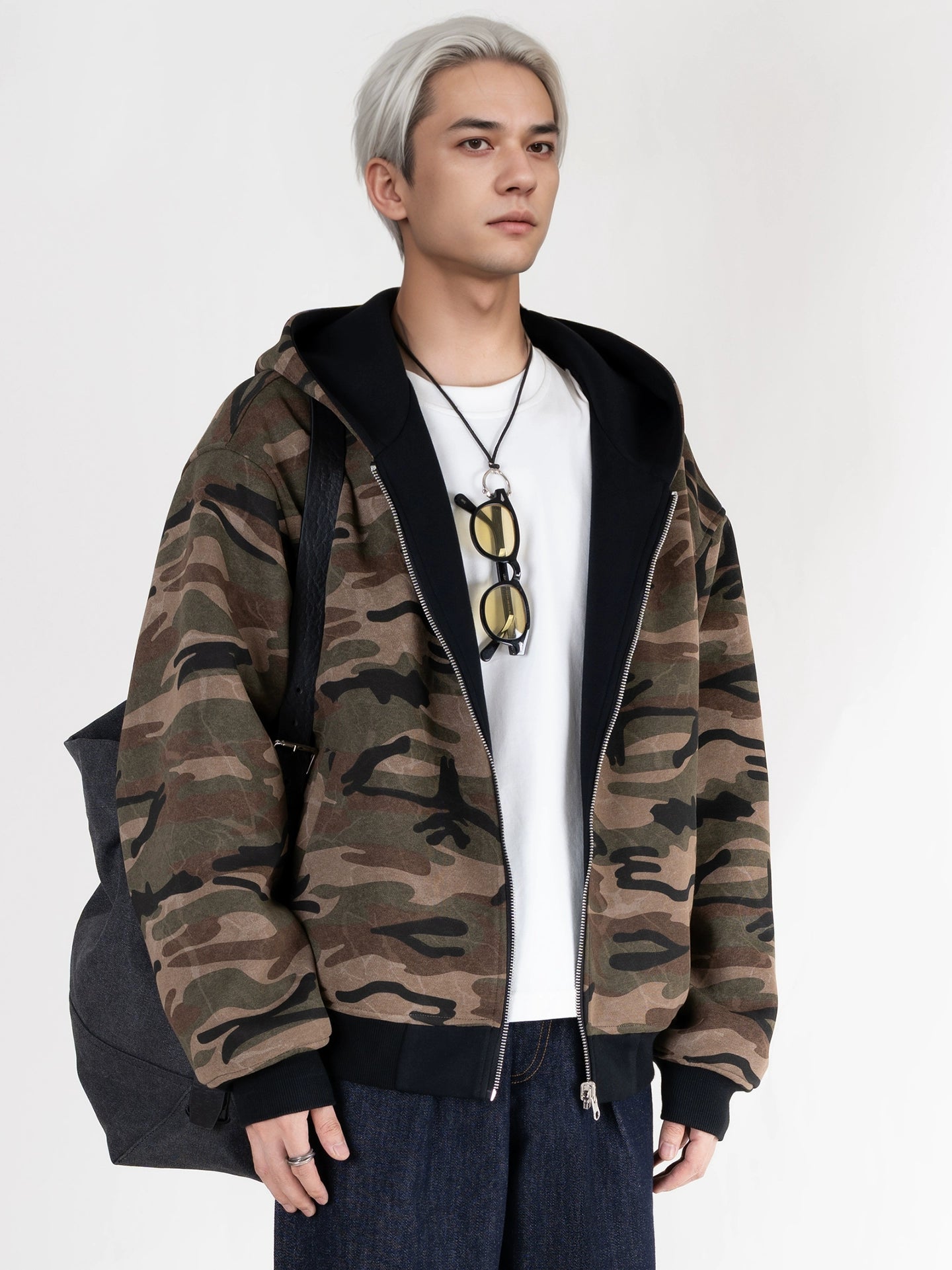 PERDU Camouflage Double-sided Wear Versatile Cardigan Sweater