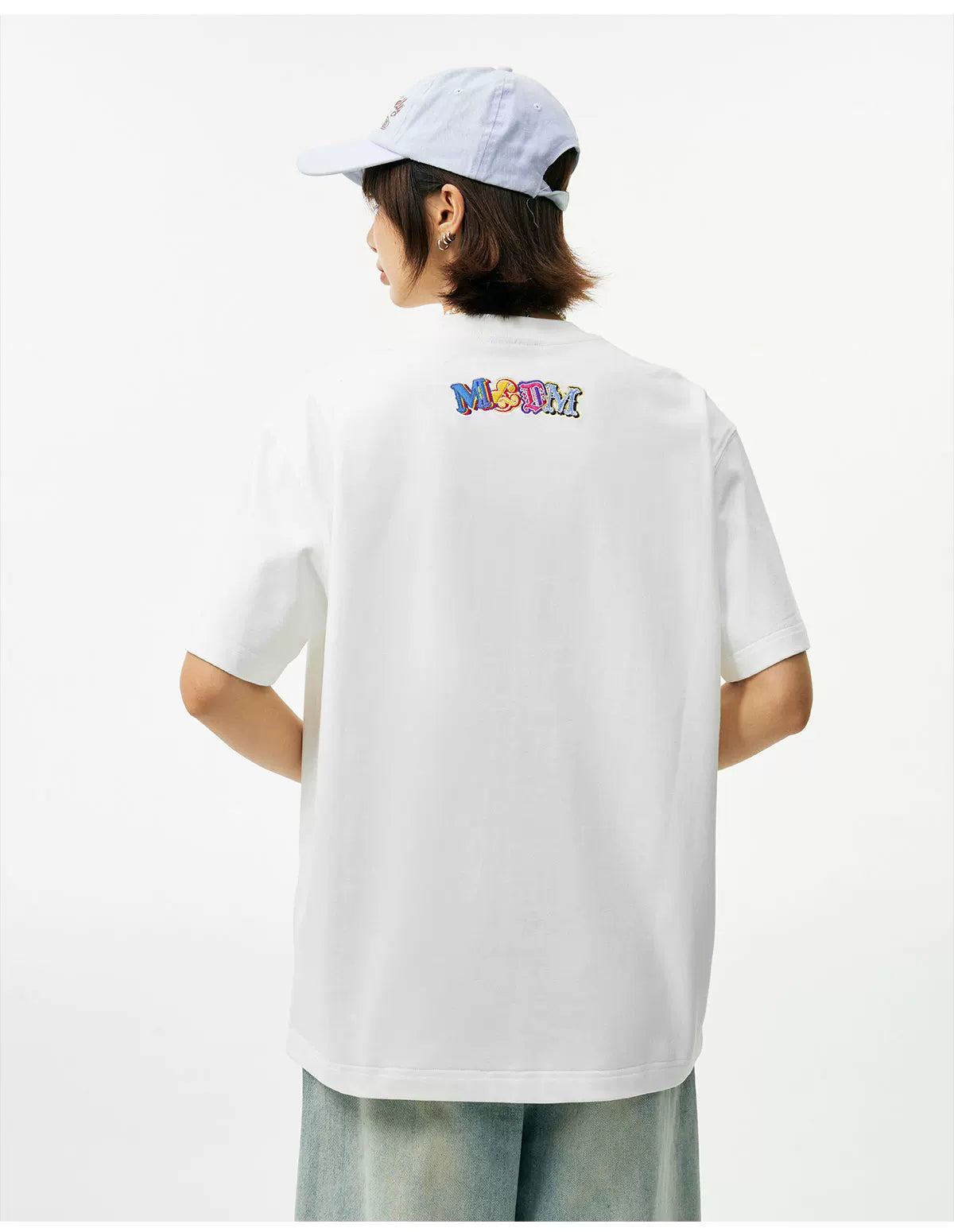 MEDM Double-layer Contrasting Color Embroidery Letter Casual Tee