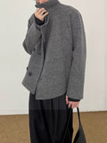 COLN Double Placket Multi-neck Wool Coat