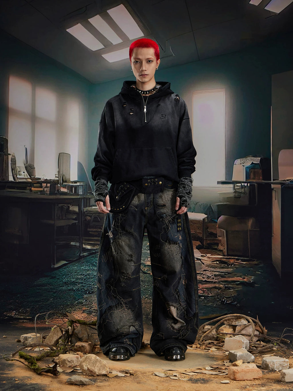 NOMANIAI Wasteland Heavy Industries Patch Old Rough Scimitar Jeans