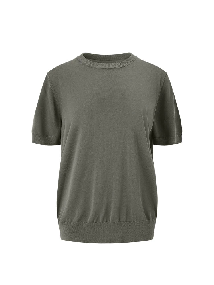Borrowed Project Ice Silk Knitted Casual Loose Tee