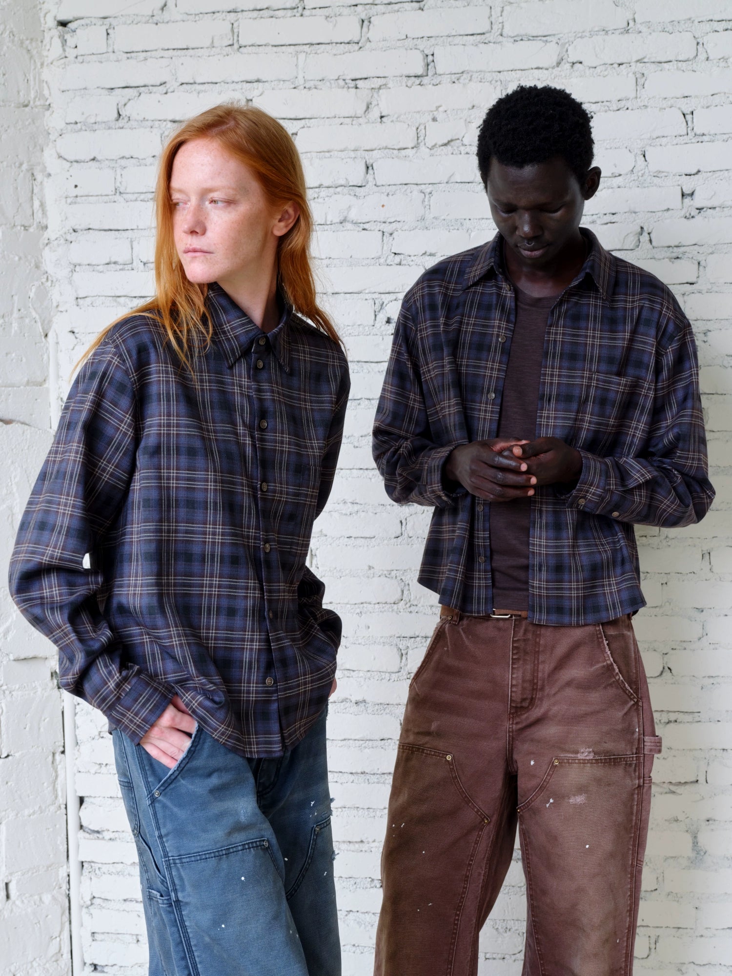 VLABMADE Vintage Plaid Long-sleeved Shirt Jacket