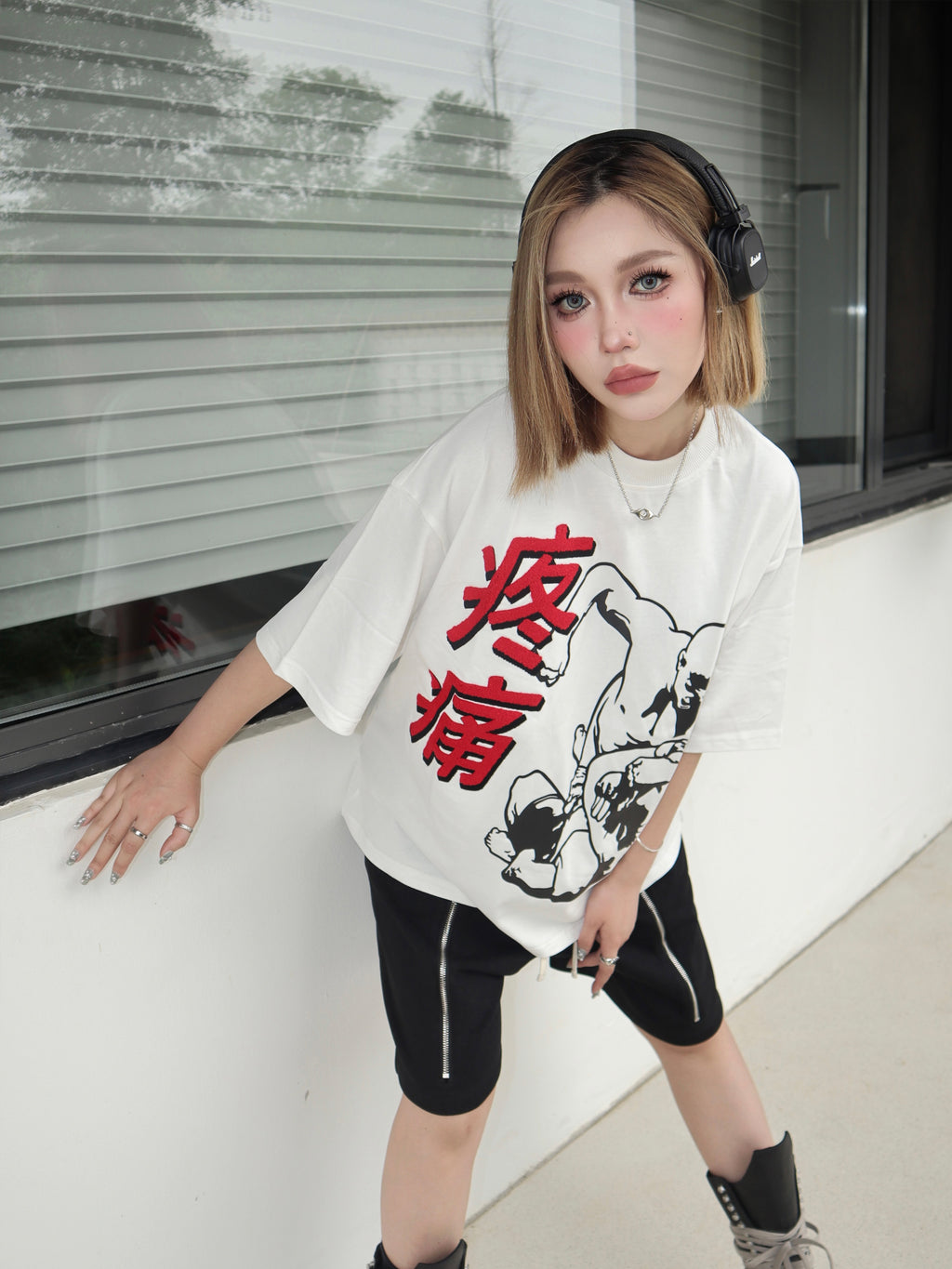 Human Voices Towel Embroidery Pain Short Sleeve Heavy Cotton Tee