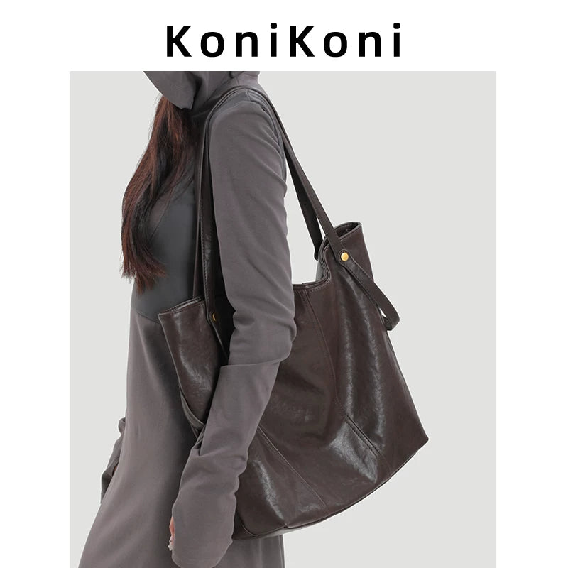 KoniKoni Premium Textured Large Capacity Shoulder Bag