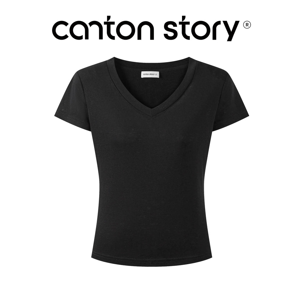 Cantonstory V-neck Shoulder Tee Leopard Print Skirt Suit