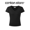 Cantonstory V-neck Shoulder Tee Leopard Print Skirt Suit