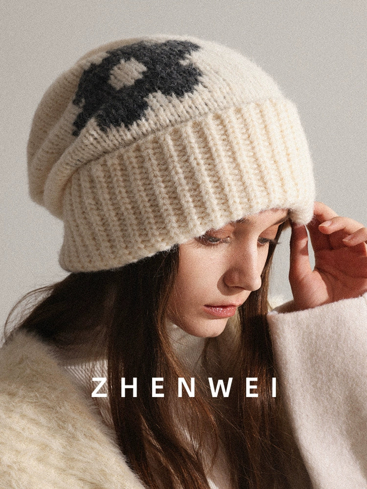 ZHENWEI Woolen Knitted Hat with Large Head Circumference