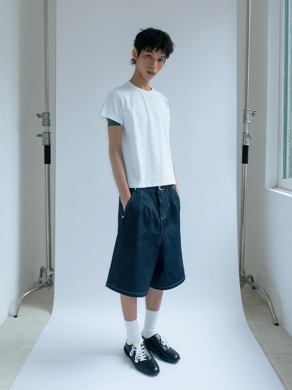 FUNKYFUN Front Shoulder Simple Loose Tee