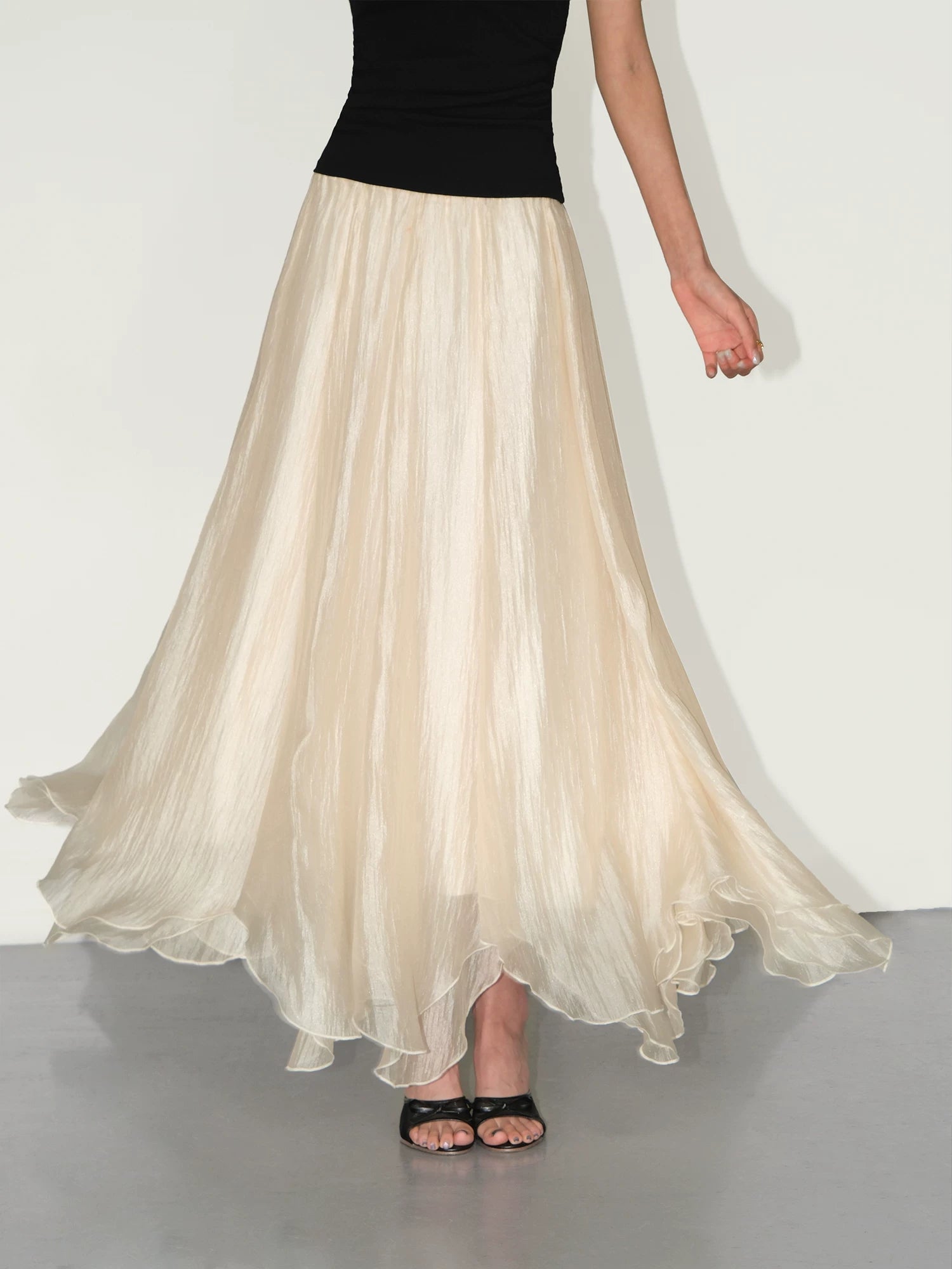NEVA HU Temperament Elegant Yarn Skirt