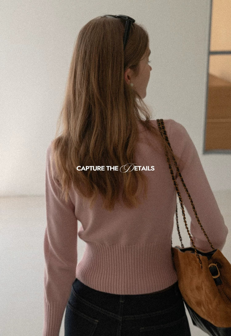 EGGKA Turtleneck Slim-fitting Waist Wool Knitted Sweater
