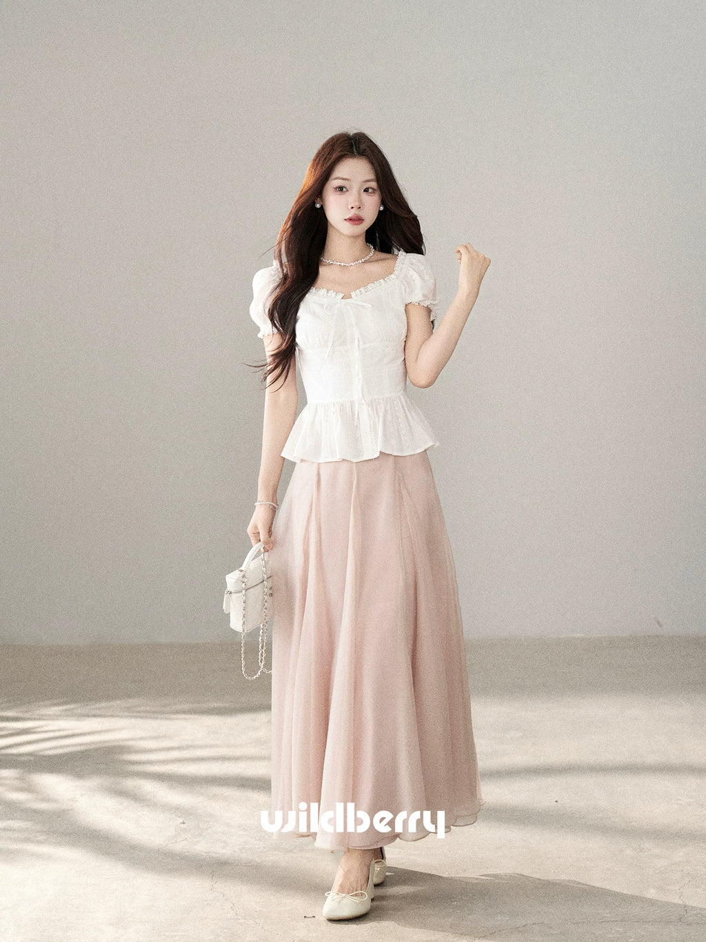 Wildberry Mesh Stitching High Waist Skirt