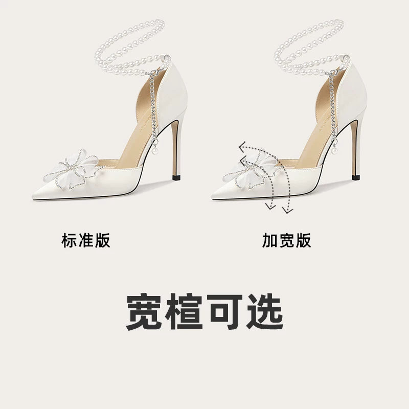 Lily Wei Temperament Bow Crystal High Heels
