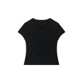 FUNKYFUN Versatile Wide V-neck Waist Tee