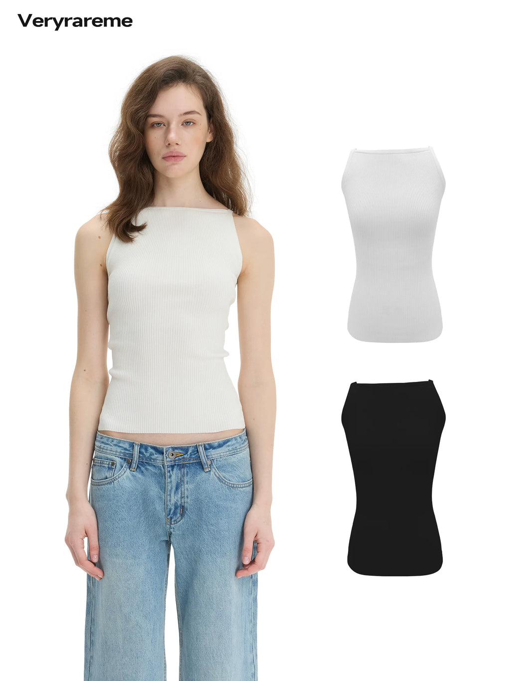 Veryrareme One-Neck Knitted Sling Vest