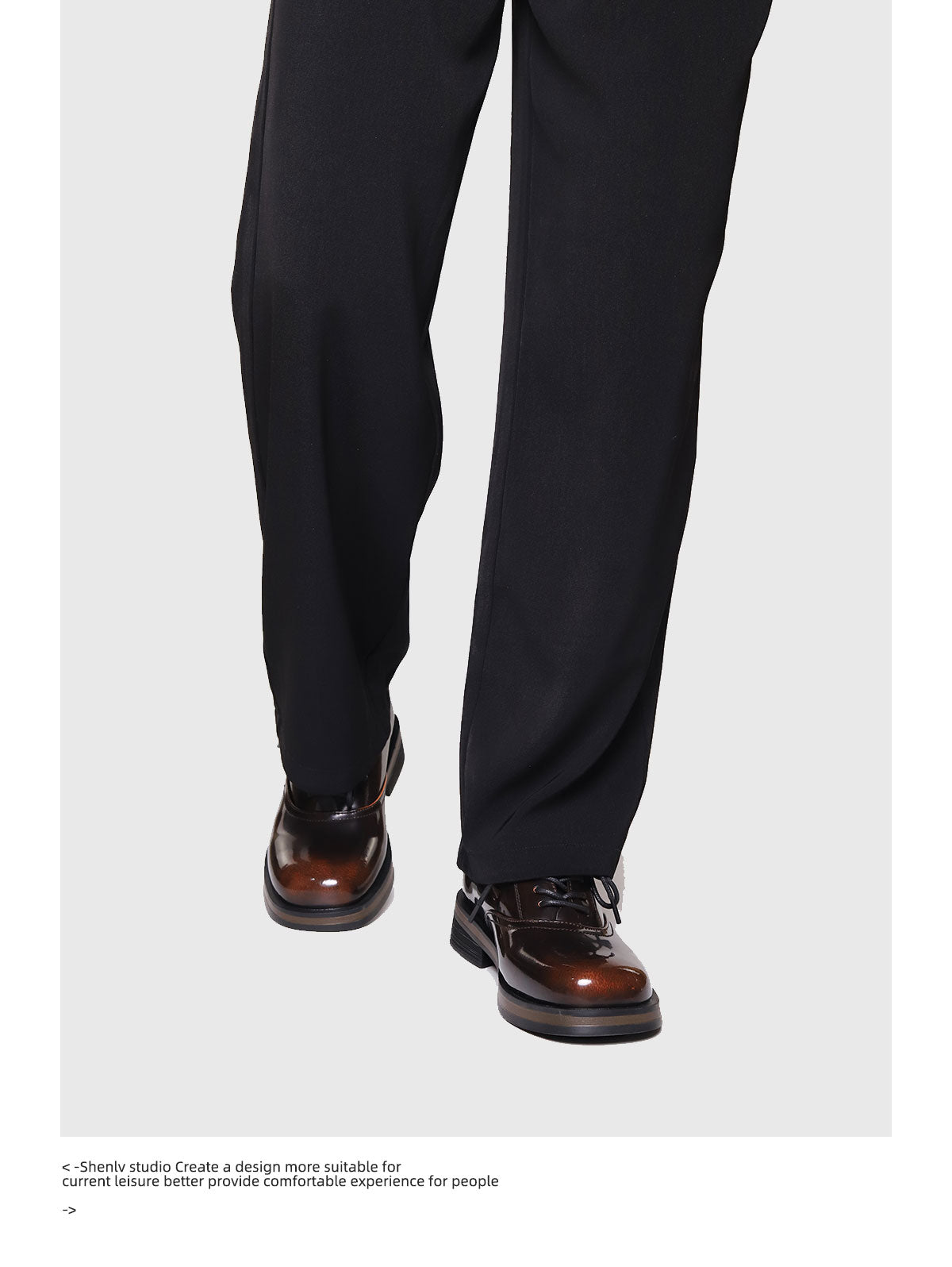 SHENLV STUDIO two-color leather glossy Derby shoes