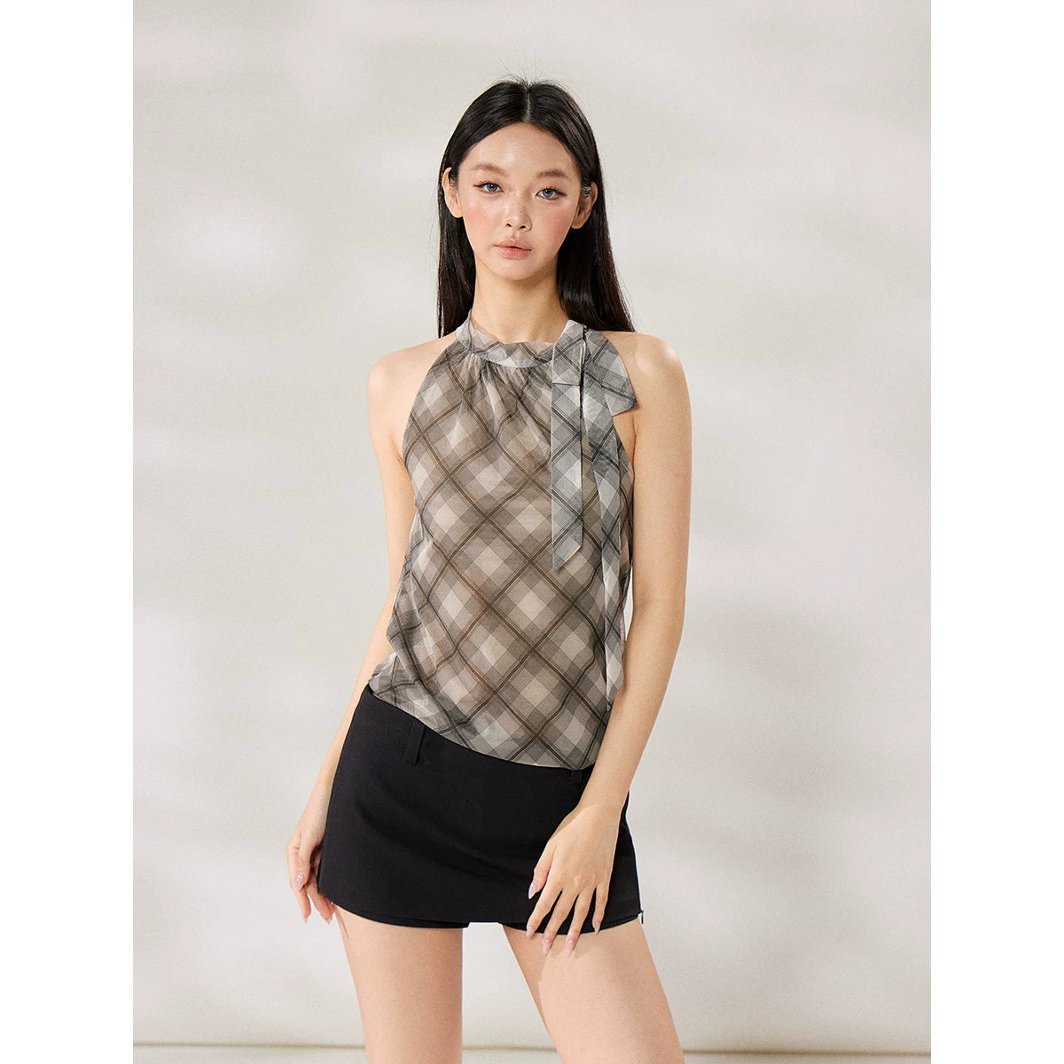 WITHMIN Checked Slim Sling Vest