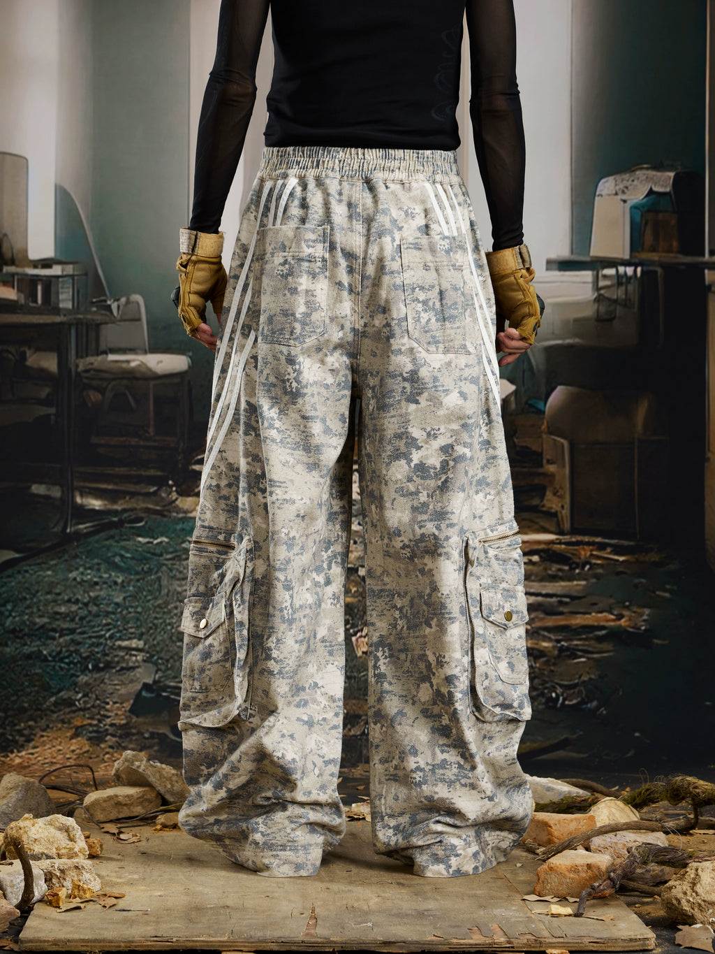 NOMANIAI Loose Straight Multi-pocket Light Camouflage Overalls