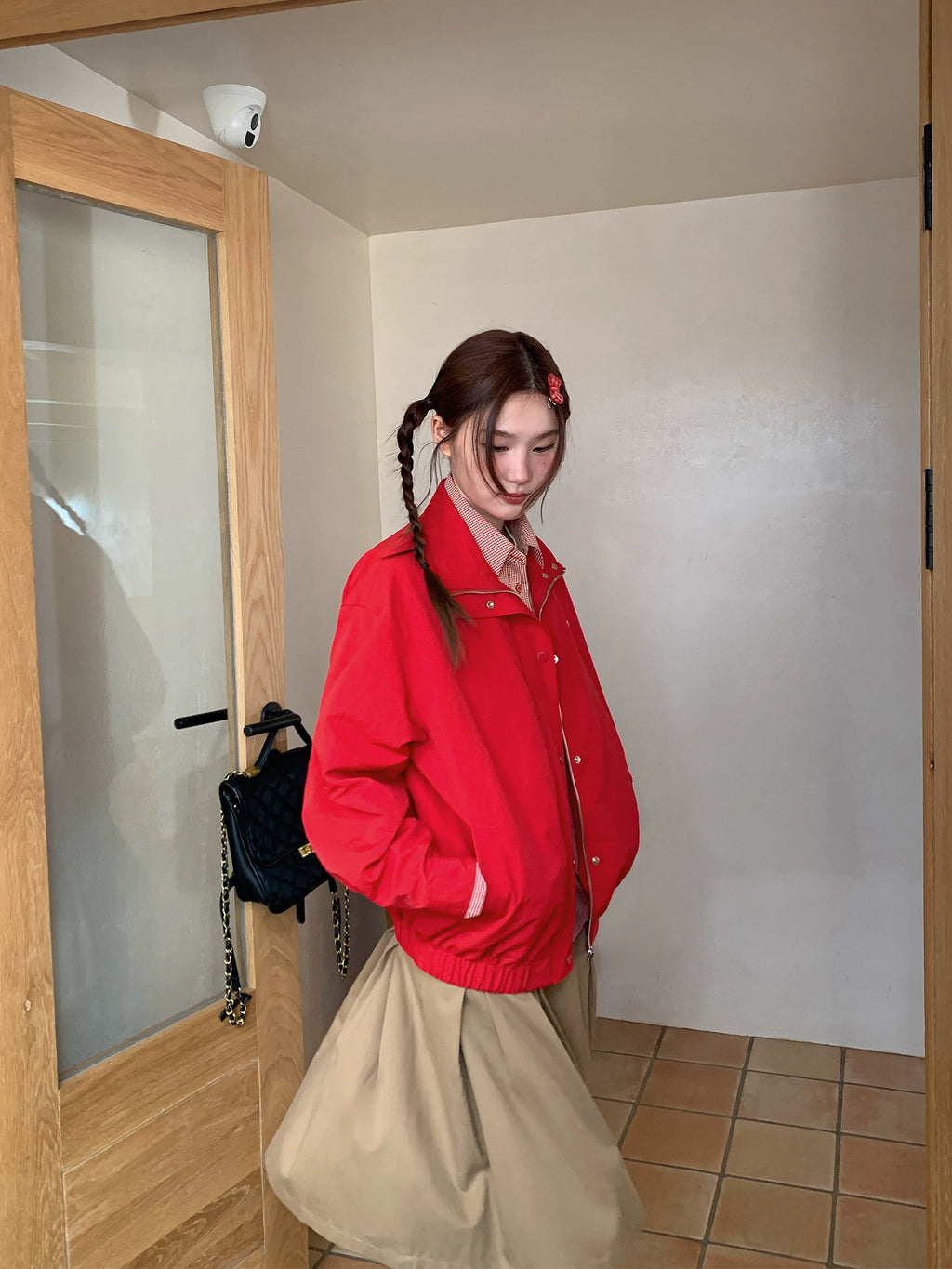 KANO Fake Two-piece Plaid Shirt Spliced Jacket