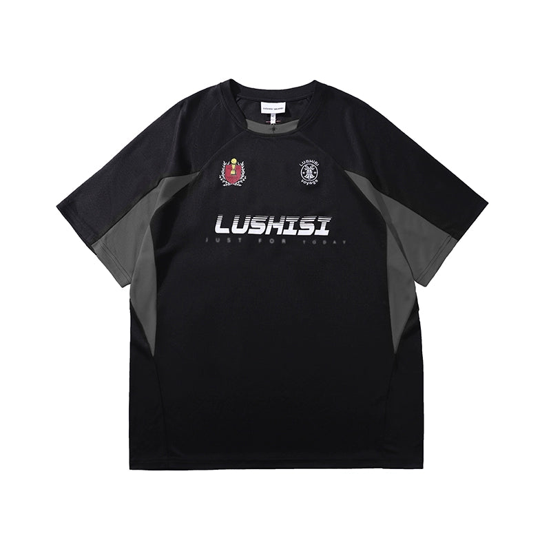 LUSHISI Quick-drying Splicing Retro Tee