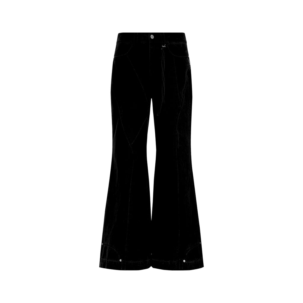 FUNKYFUN Washing Water To Make Old Bone Line Flared Pants