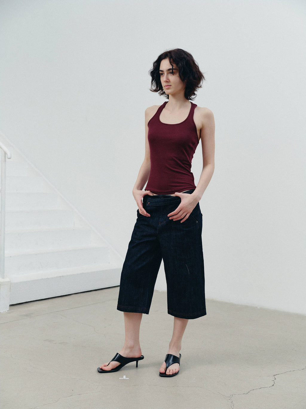 NOT UGLY Indigo Seven-point Cattle Straight-leg Short Jeans