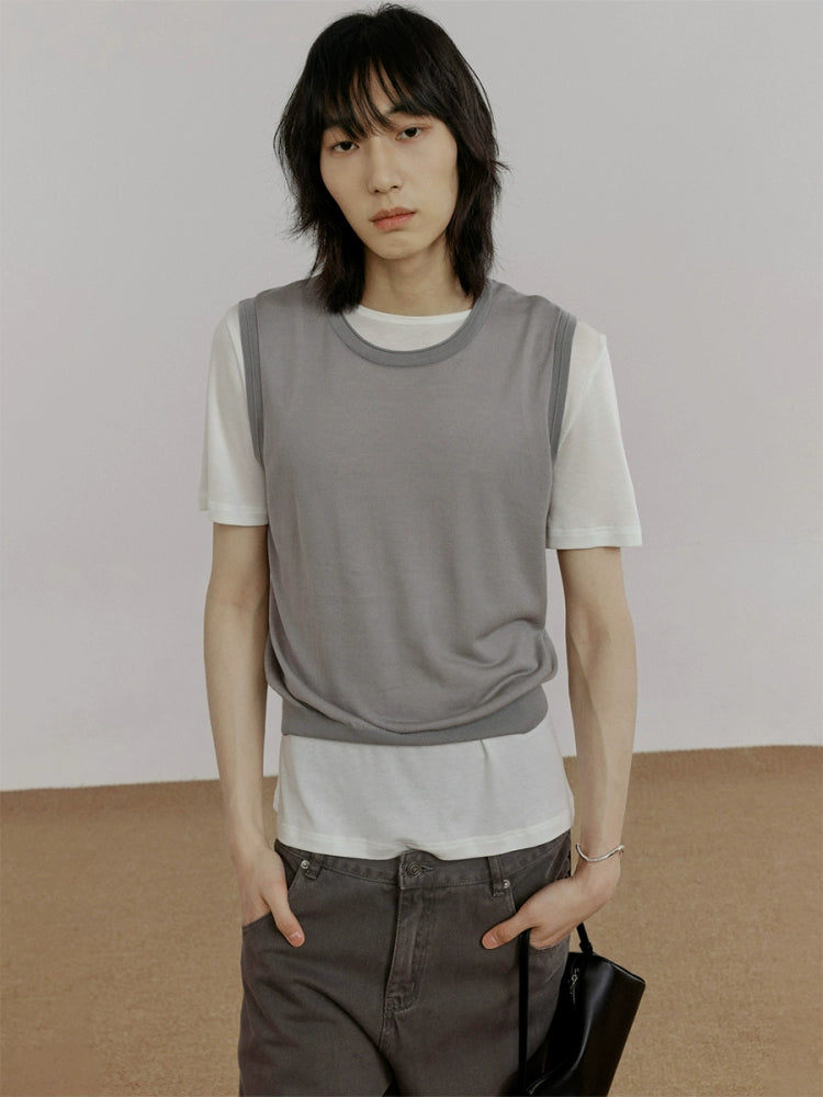 COLN Micro-transparent Knitted Vest