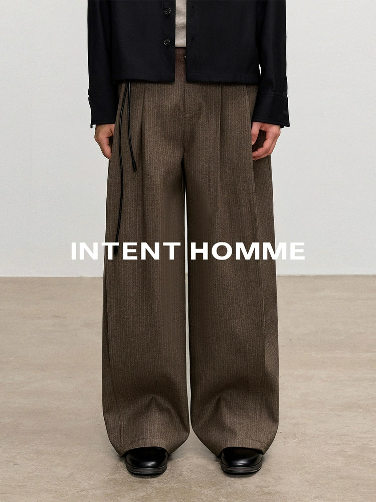 INTENT Dark Pattern Pull Structure Pleated Trousers