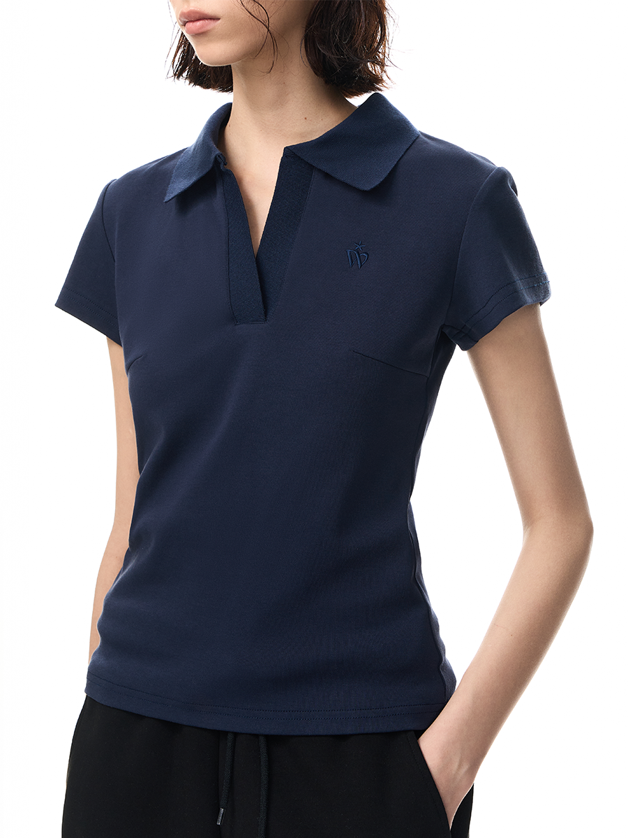 NICEBAD V Lapel Slim Fit POLO Tee