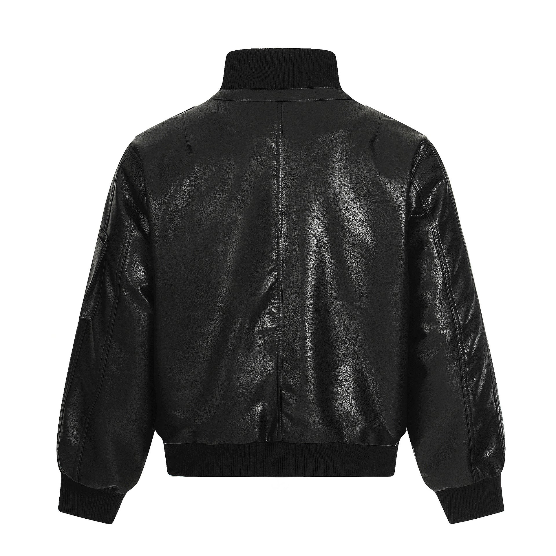 11KN Retro Short Wide Pu Leather Jacket