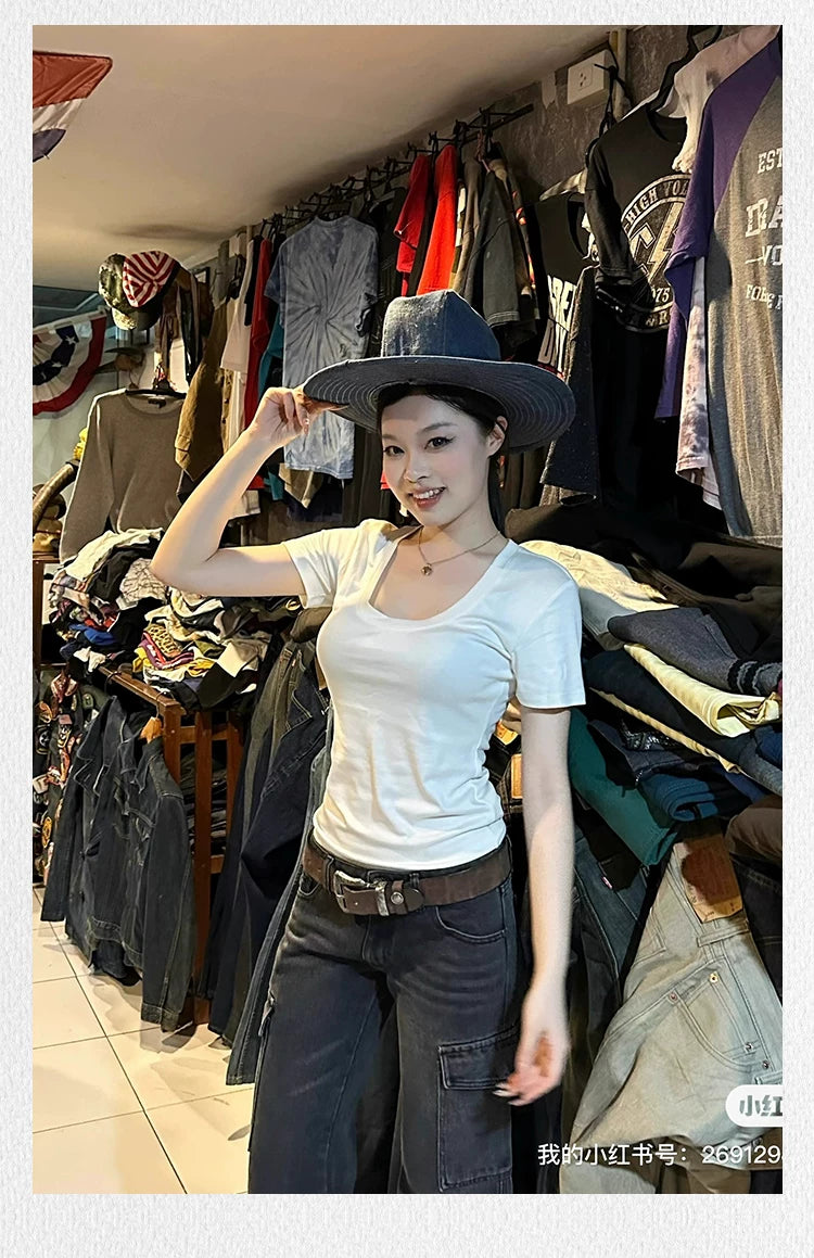 Popchee Comfortable U Neck Slim Tee