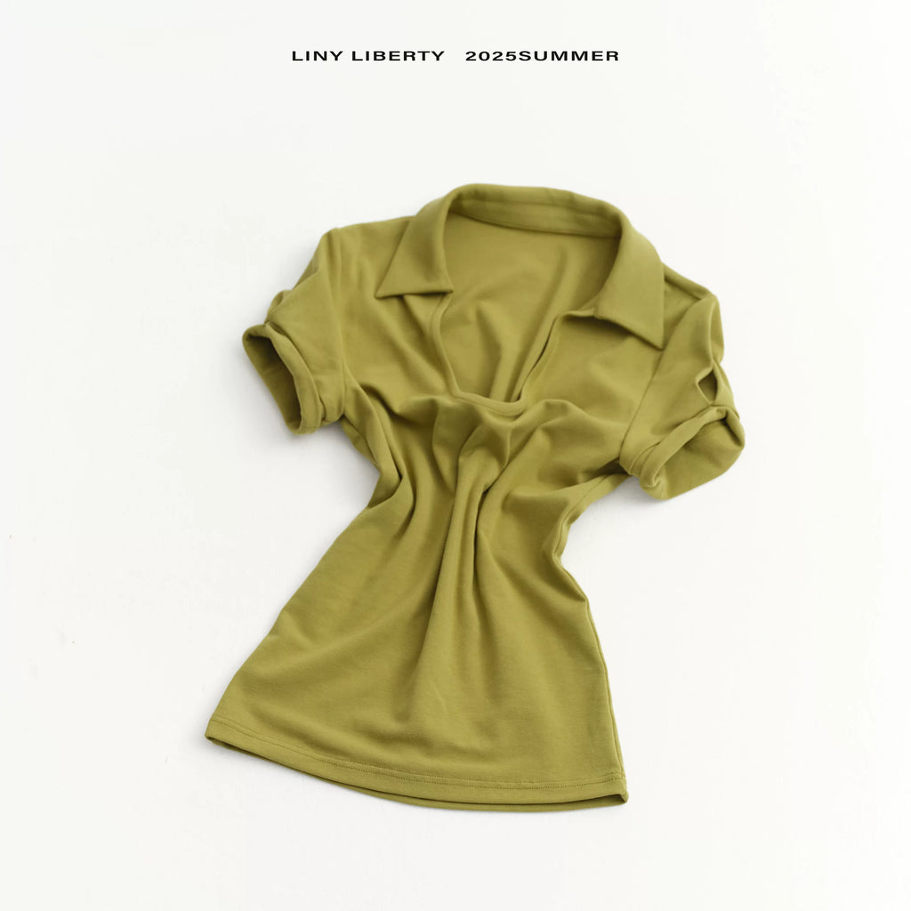 LINY LIBERTY Polo Collar Knitted Slim Fit and Thin Tee