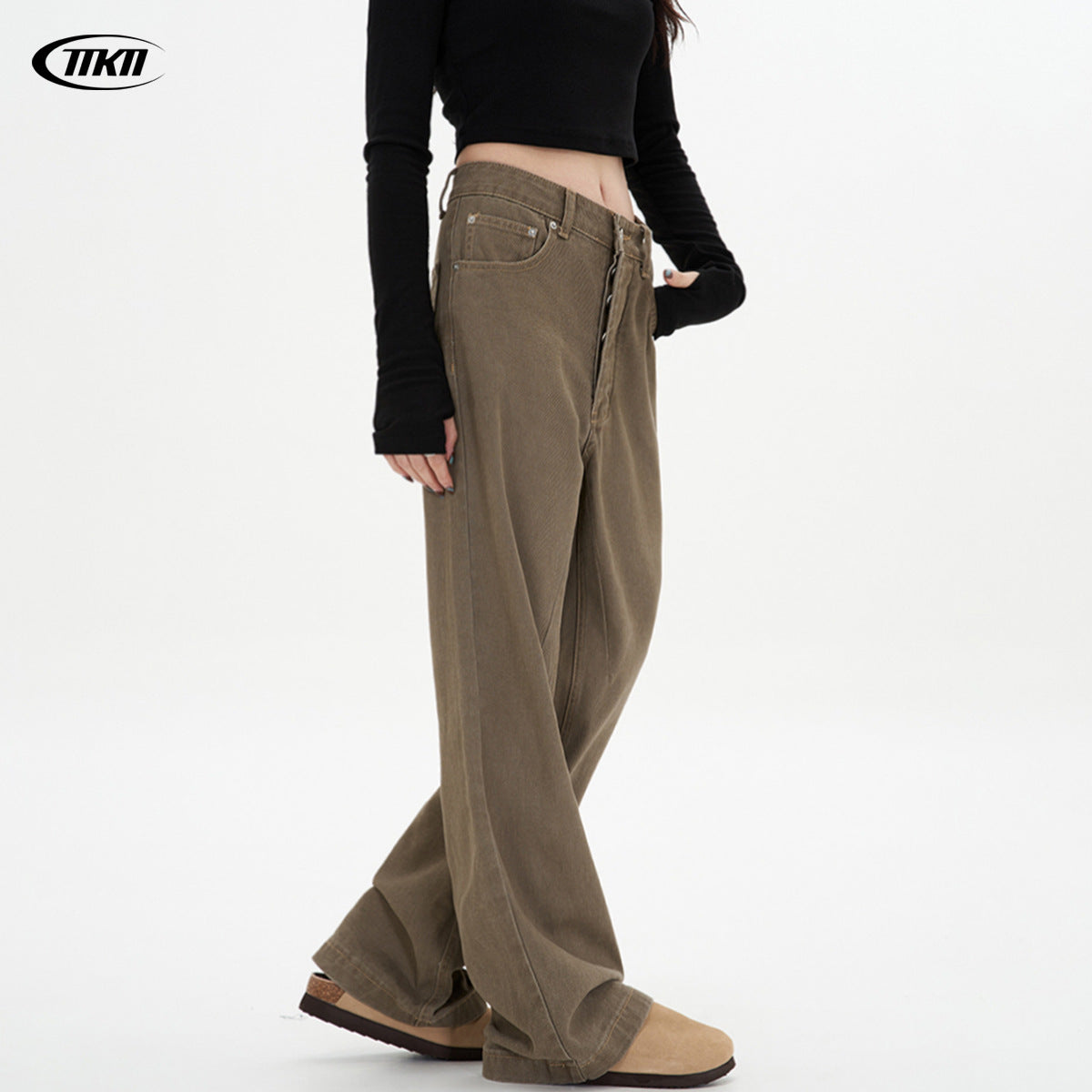 11KN New Straight Loose Wasteland Style Cleanfit Pants