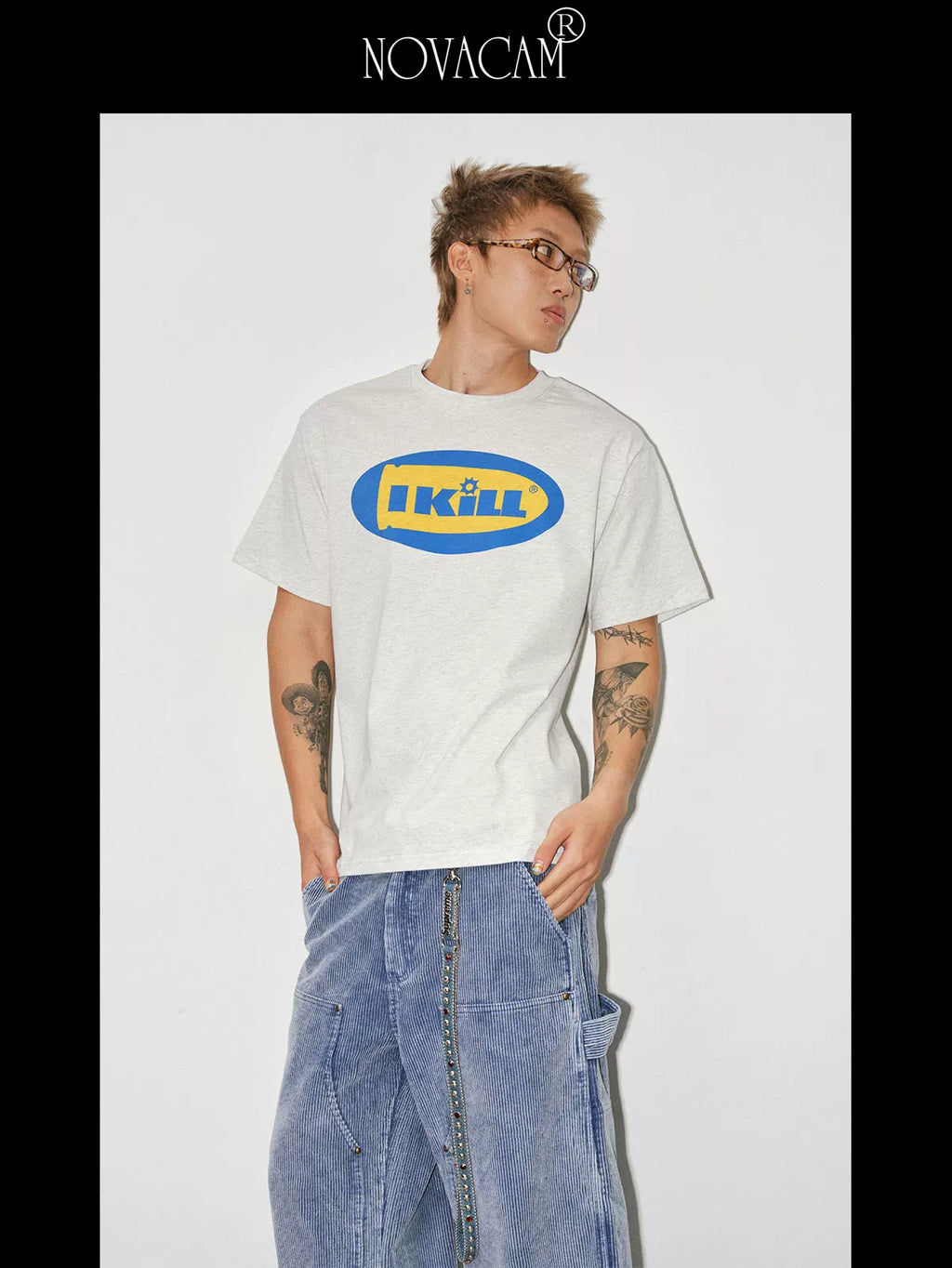 NOVACAM Alphabet Print Casual Tee