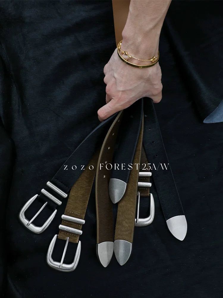 ZOZOFOREST First Layer Horse Leather Old Money Retro Leather Belt