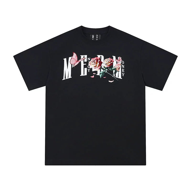 MEDM Origami Slice Rose Butterfly Embroidery Tee