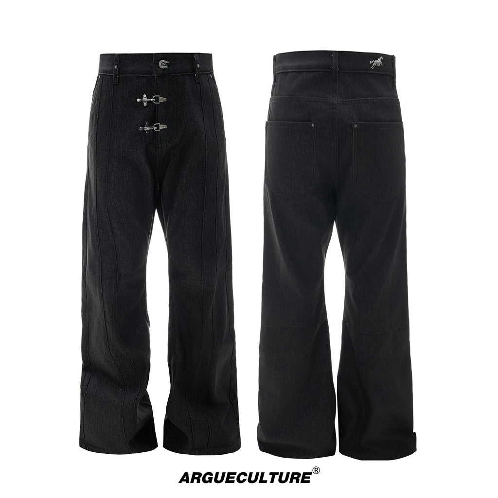 ArguECulturE Pleated Lapel Denim Jacket Micro-pull Jeans Set