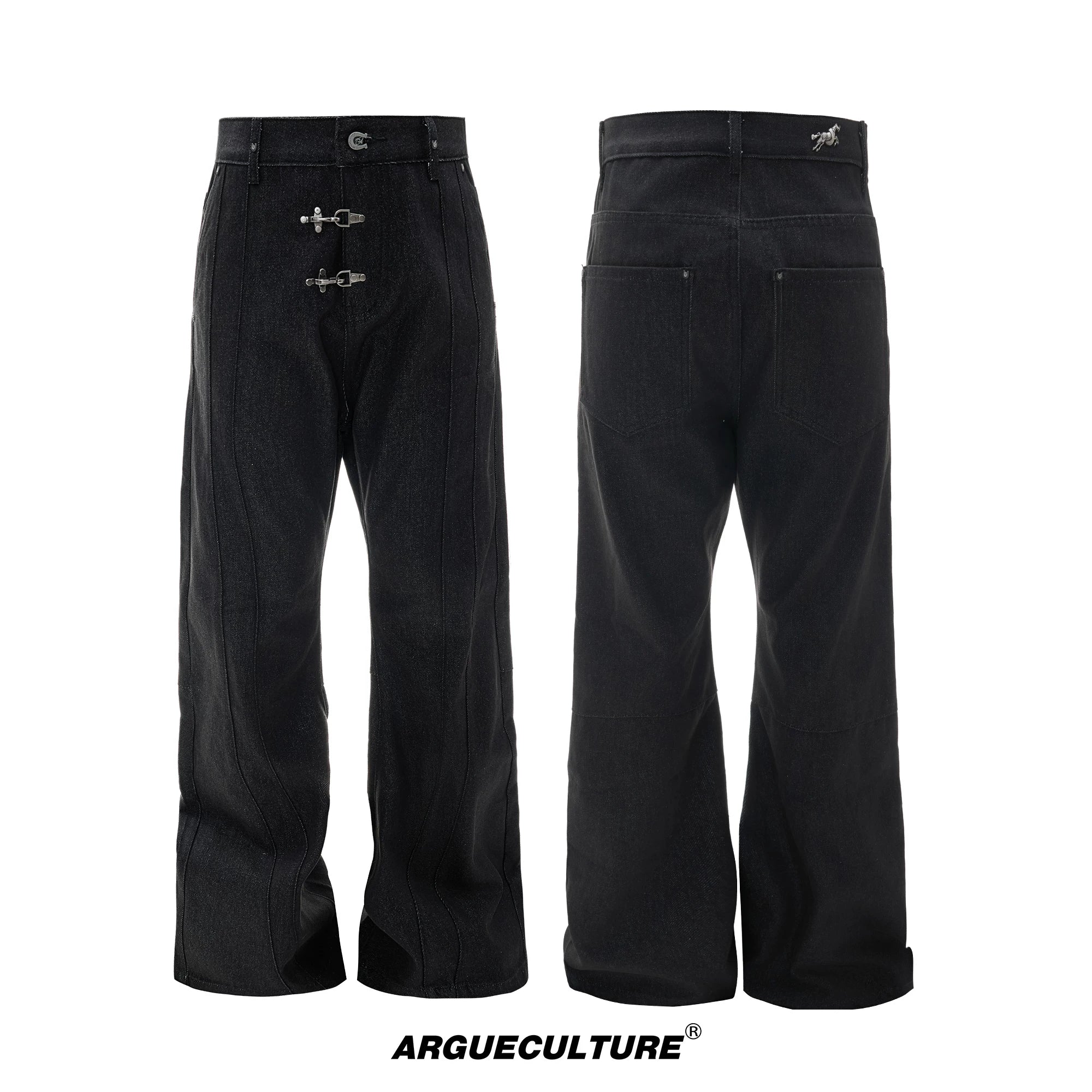 ArguECulturE Pleated Lapel Denim Jacket Micro-pull Jeans Set