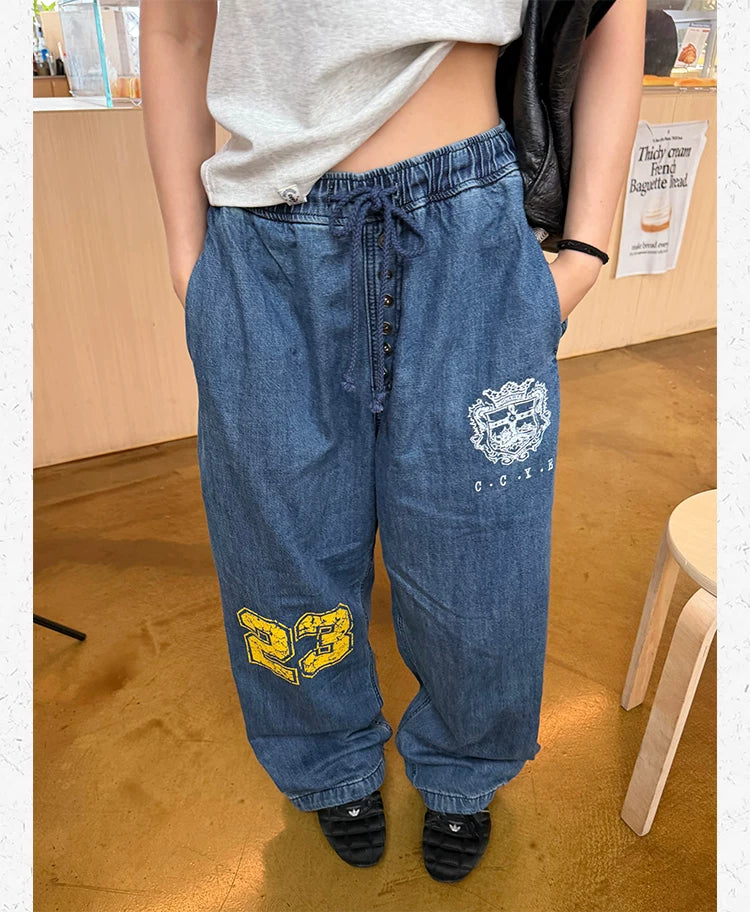 CCYE Digital Printed Loose Straight Jeans