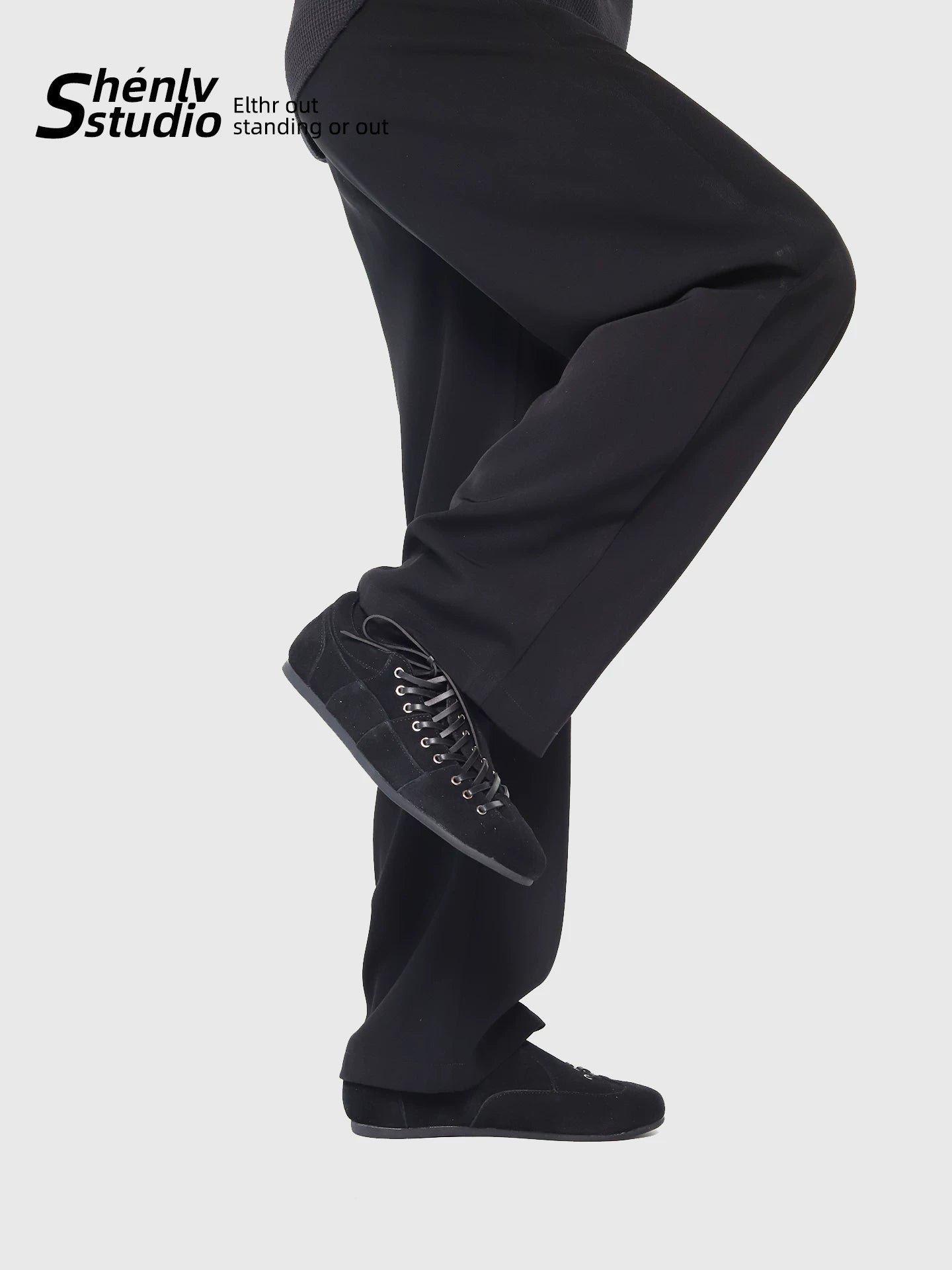 SHENLV STUDIO Suede Asymmetrical Side Opening Lace-up Fur Shoes Dexun Shoes