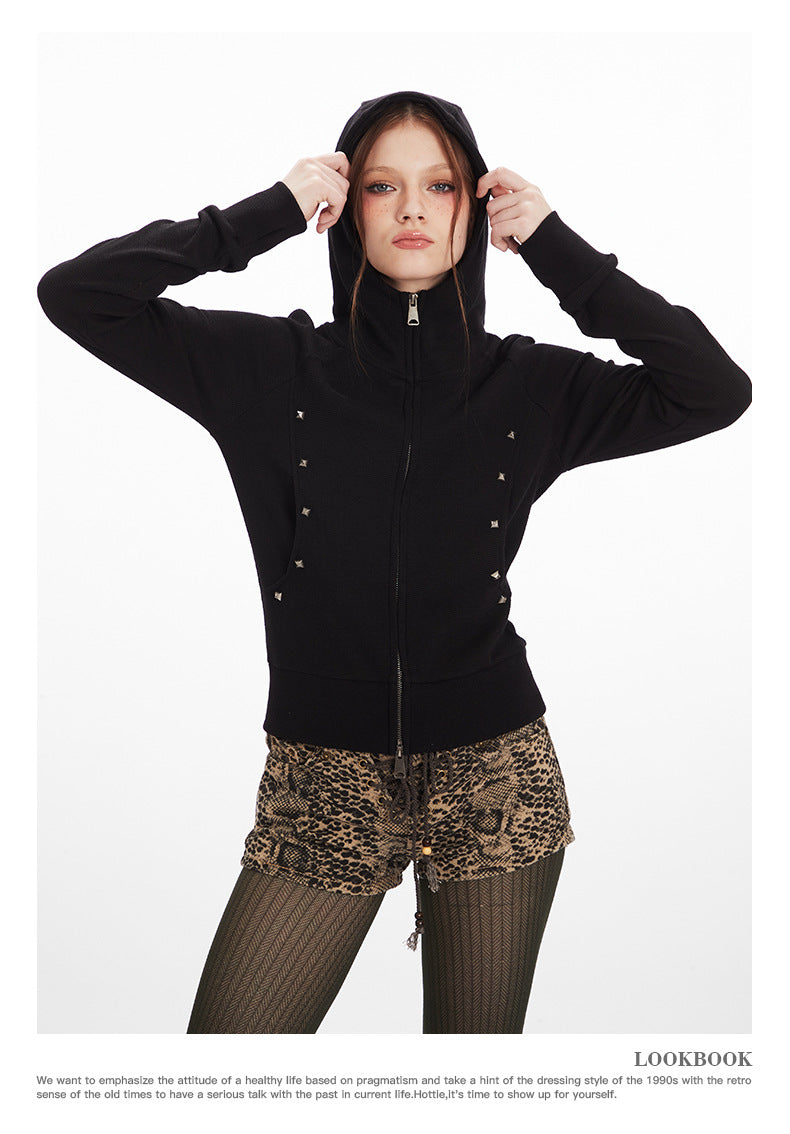 Nariele Shoulder Slim Short Double Zip Jacket