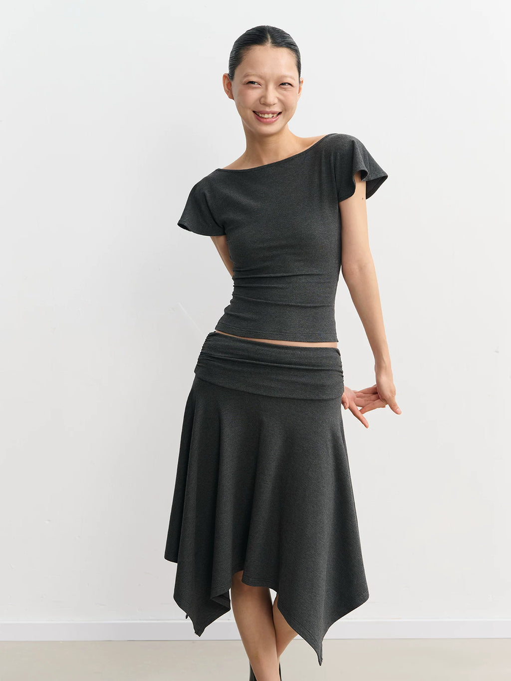 LINY LIBERTY Lotus Leaf Edge Waist Tee Skirt Set