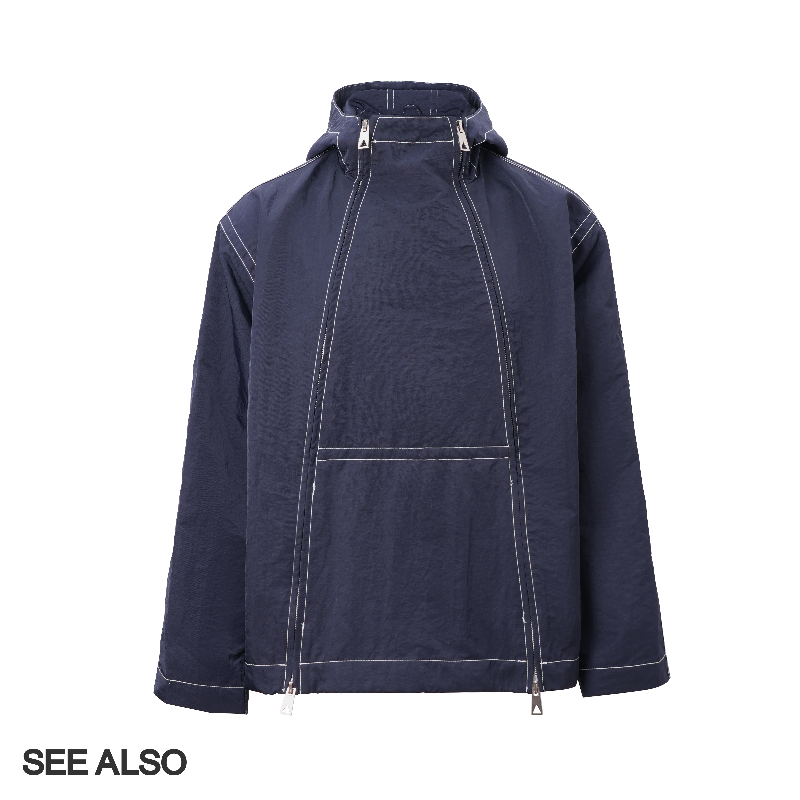 SEE ALSO minimalist slack design oblique symmetrical double zipper with bright line jacket LD4317