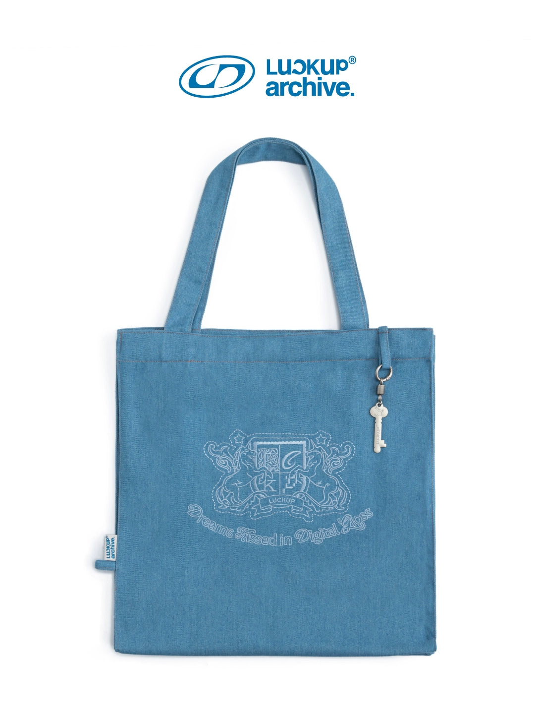 LUCKUP Embroidered Denim Handheld Shoulder Shopping Commuter Bag