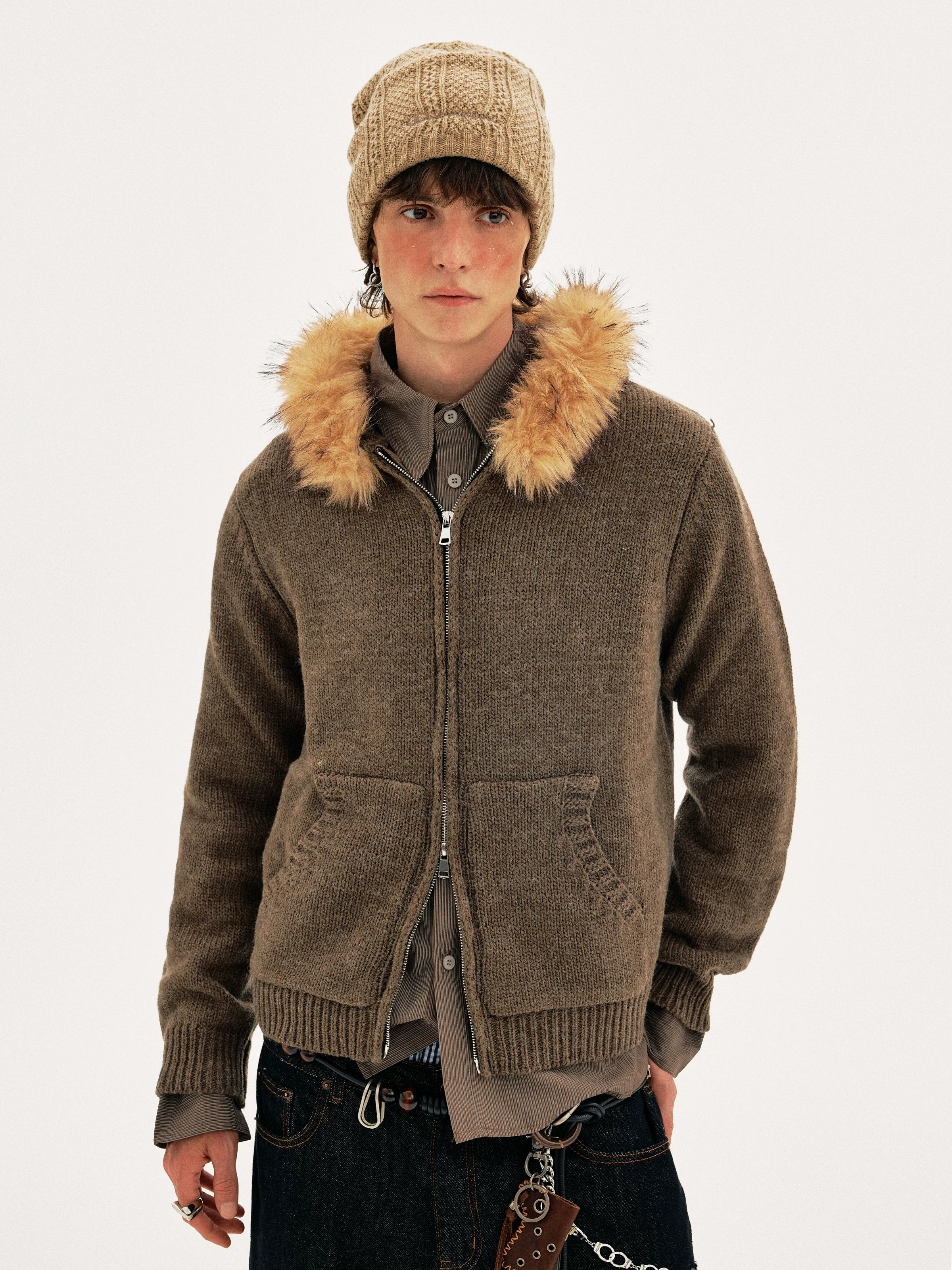 MADWITCH Vintage Hooded Knitwear Jacket