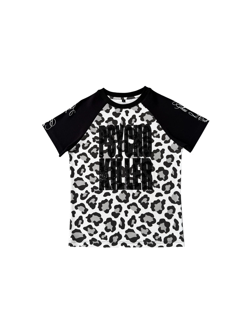 CHAI Bead Embroidery Leopard Print Contrasting Tee