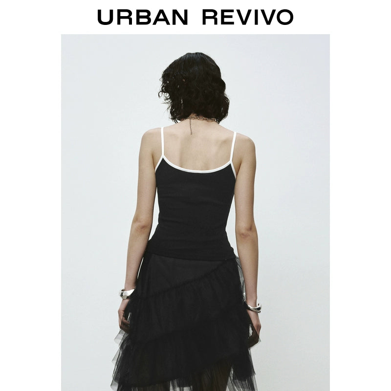 URBAN REVIVO Contrasting Splicing Slim Skinny Vest
