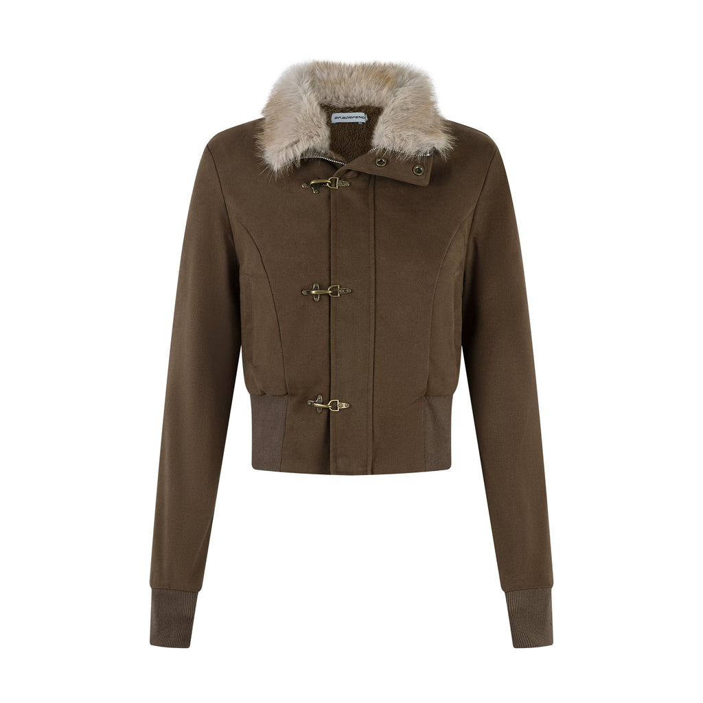 BF BORFEND Fur Collar Silm Short Jacket