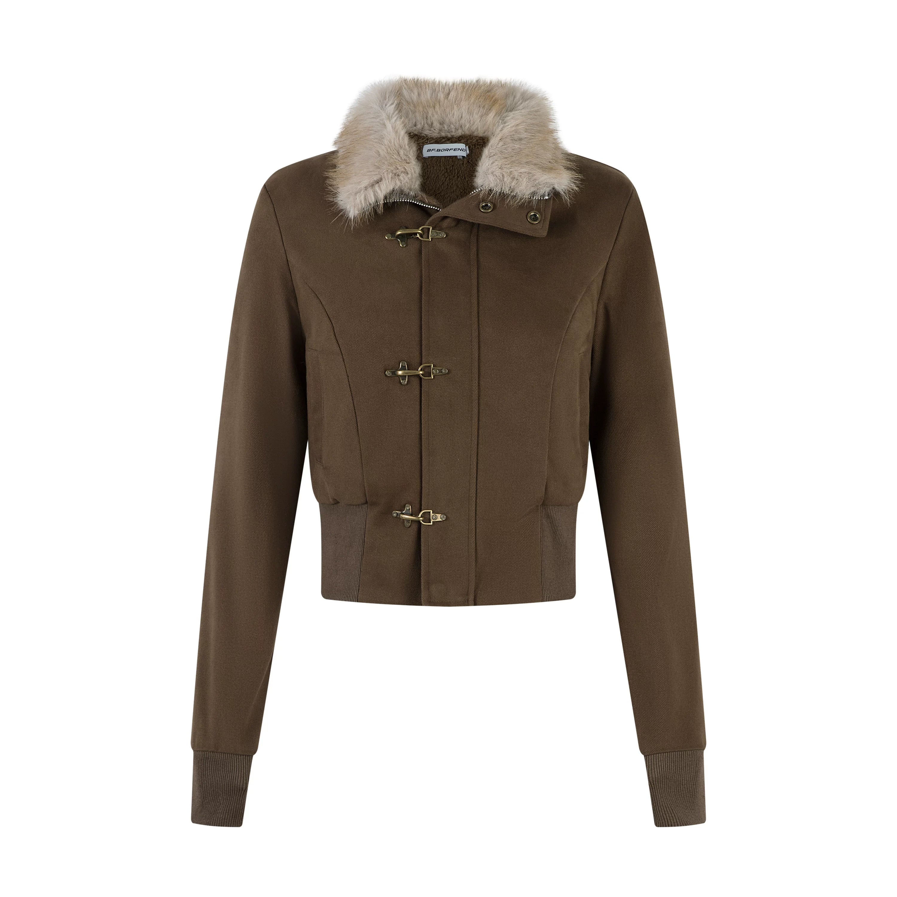 BF BORFEND Fur Collar Silm Short Jacket