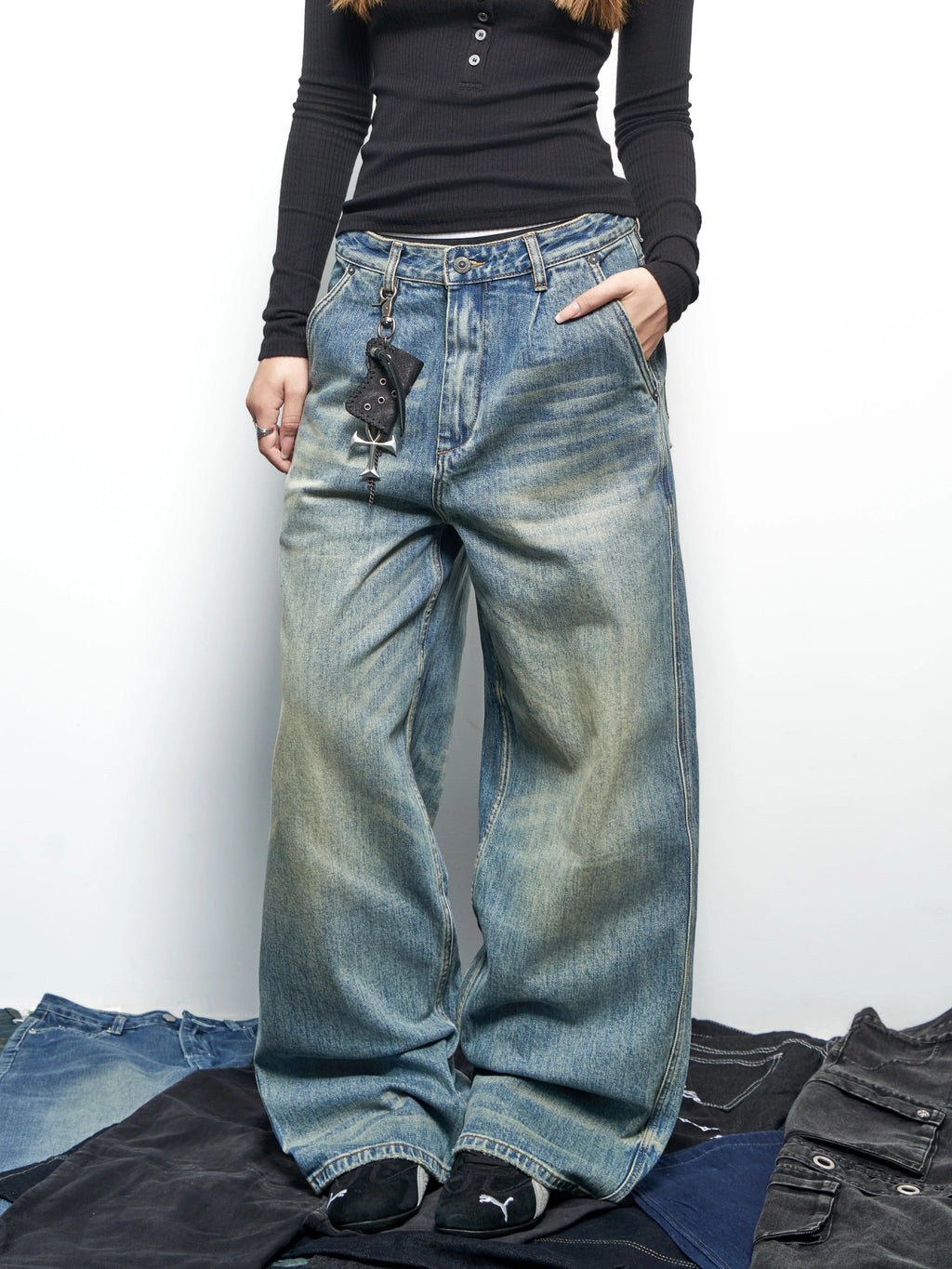 Saimt Retro Straight-leg Wide-leg Jeans