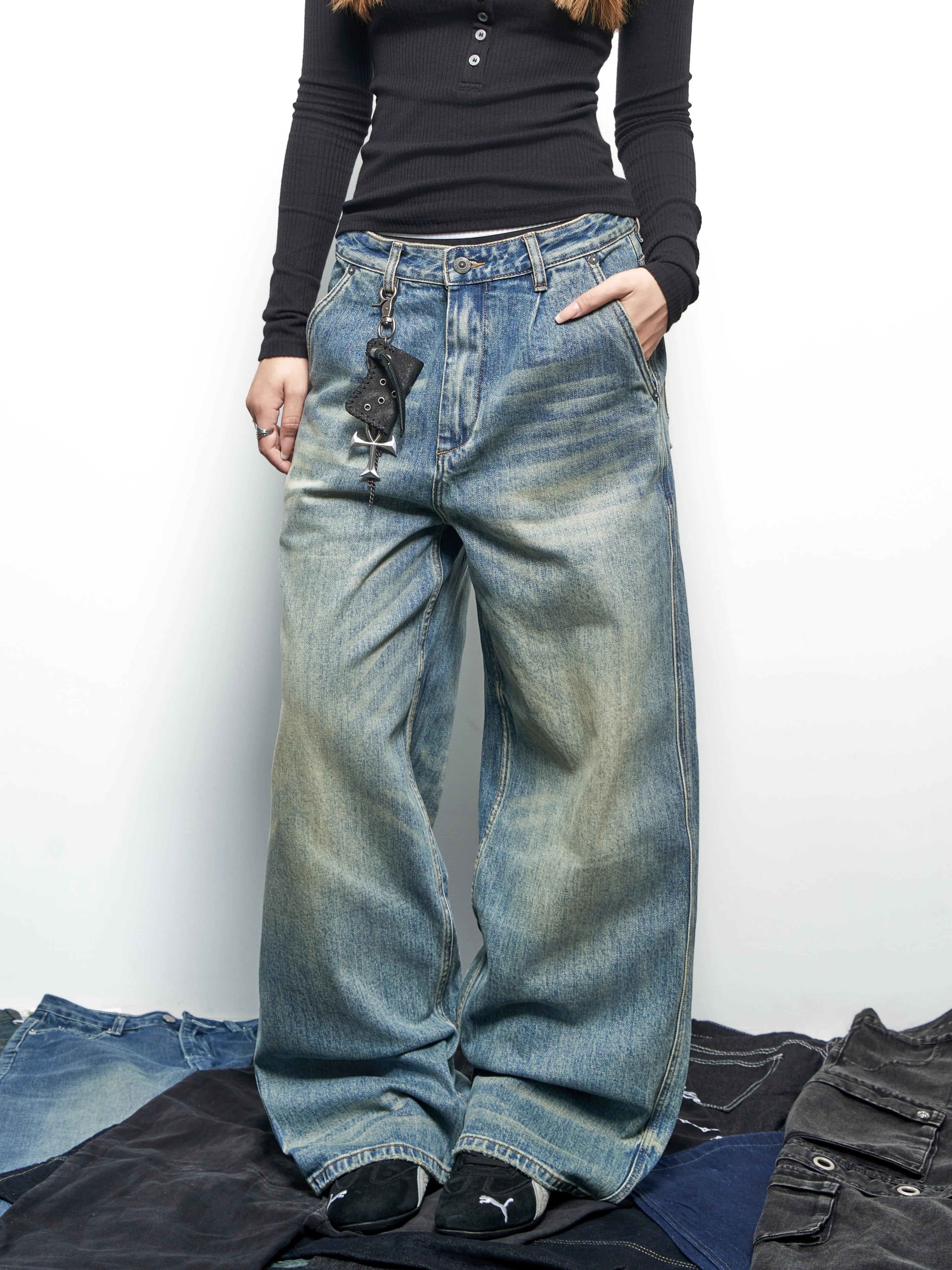 Saimt Retro Straight-leg Wide-leg Jeans